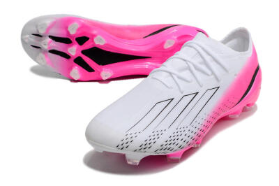 Men's Adidas X Speedportal.1 FG Firm Ground Low-Tops Football Boots - White/Pink/Black