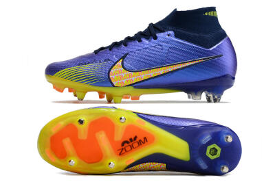 Men's Nike Air Zoom Mercurial Superfly 9 Elite SG Soft Ground High-Tops Football Boots - Blue/Yellow/Pink