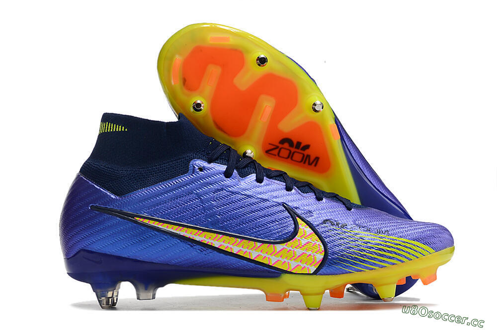 Men's Nike Air Zoom Mercurial Superfly 9 Elite SG Soft Ground High-Tops Football Boots - Blue/Yellow/Pink 2