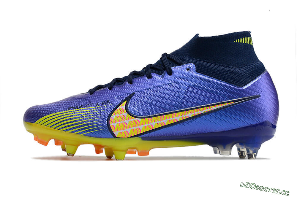 Men's Nike Air Zoom Mercurial Superfly 9 Elite SG Soft Ground High-Tops Football Boots - Blue/Yellow/Pink 0