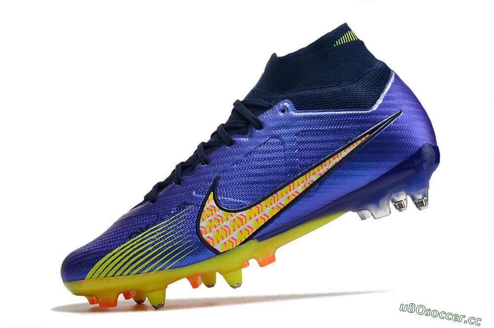 Men's Nike Air Zoom Mercurial Superfly 9 Elite SG Soft Ground High-Tops Football Boots - Blue/Yellow/Pink 5
