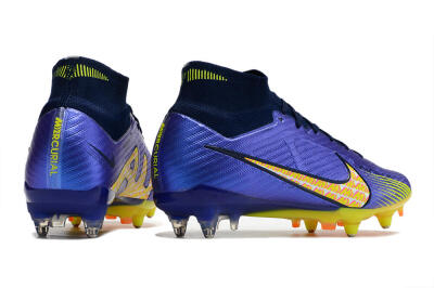 Men's Nike Air Zoom Mercurial Superfly 9 Elite SG Soft Ground High-Tops Football Boots - Blue/Yellow/Pink