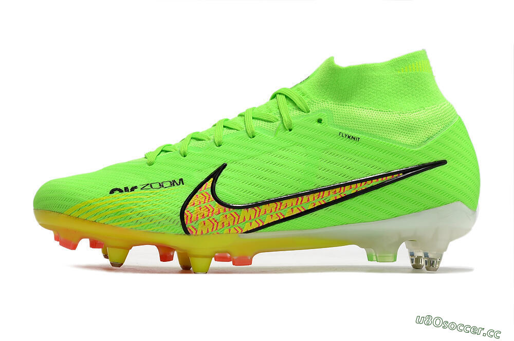 Men's Nike Air Zoom Mercurial Superfly 9 Elite SG Soft Ground High-Tops Football Boots - Green/Yellow/Pink 0