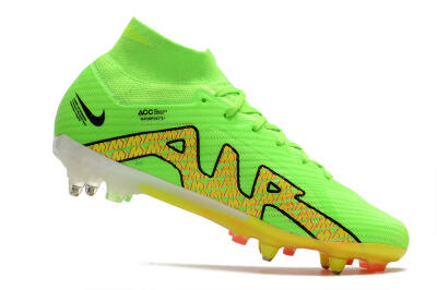 Men's Nike Air Zoom Mercurial Superfly 9 Elite SG Soft Ground High-Tops Football Boots - Green/Yellow/Pink