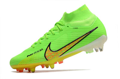 Men's Nike Air Zoom Mercurial Superfly 9 Elite SG Soft Ground High-Tops Football Boots - Green/Yellow/Pink