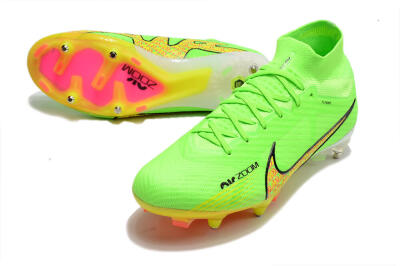 Men's Nike Air Zoom Mercurial Superfly 9 Elite SG Soft Ground High-Tops Football Boots - Green/Yellow/Pink
