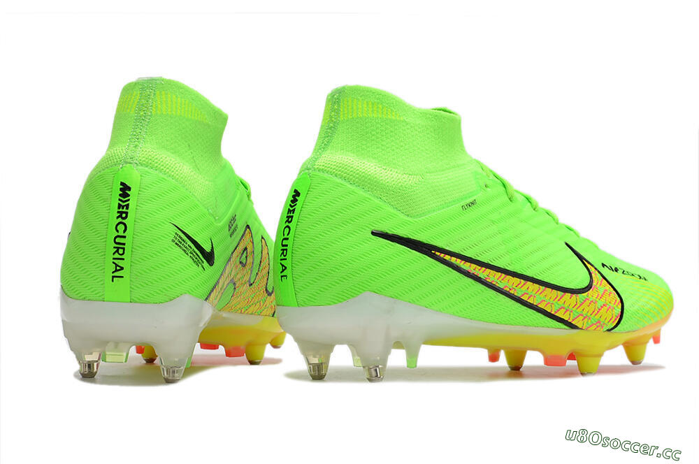Men's Nike Air Zoom Mercurial Superfly 9 Elite SG Soft Ground High-Tops Football Boots - Green/Yellow/Pink 6