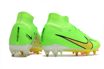 Men's Nike Air Zoom Mercurial Superfly 9 Elite SG Soft Ground High-Tops Football Boots - Green/Yellow/Pink
