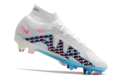 Men's Nike Air Zoom Mercurial Superfly 9 Elite SG Soft Ground High-Tops Football Boots - White/Blue/Pink