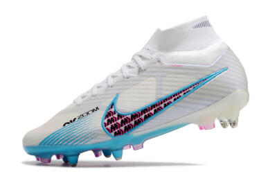Men's Nike Air Zoom Mercurial Superfly 9 Elite SG Soft Ground High-Tops Football Boots - White/Blue/Pink