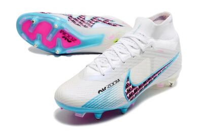 Men's Nike Air Zoom Mercurial Superfly 9 Elite SG Soft Ground High-Tops Football Boots - White/Blue/Pink