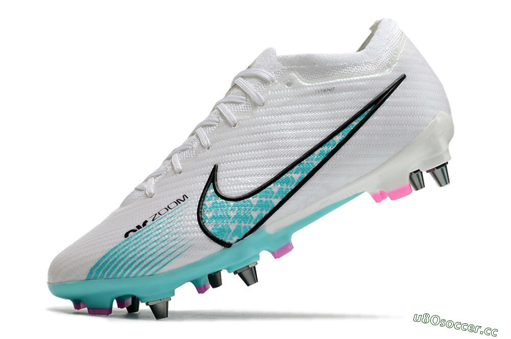 Men's Nike Air Zoom Mercurial Vapor 15 Elite SG Soft Ground Low-Tops Football Boots - White/Blue/Black 5