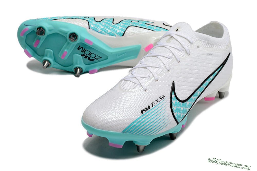 Men's Nike Air Zoom Mercurial Vapor 15 Elite SG Soft Ground Low-Tops Football Boots - White/Blue/Black 3