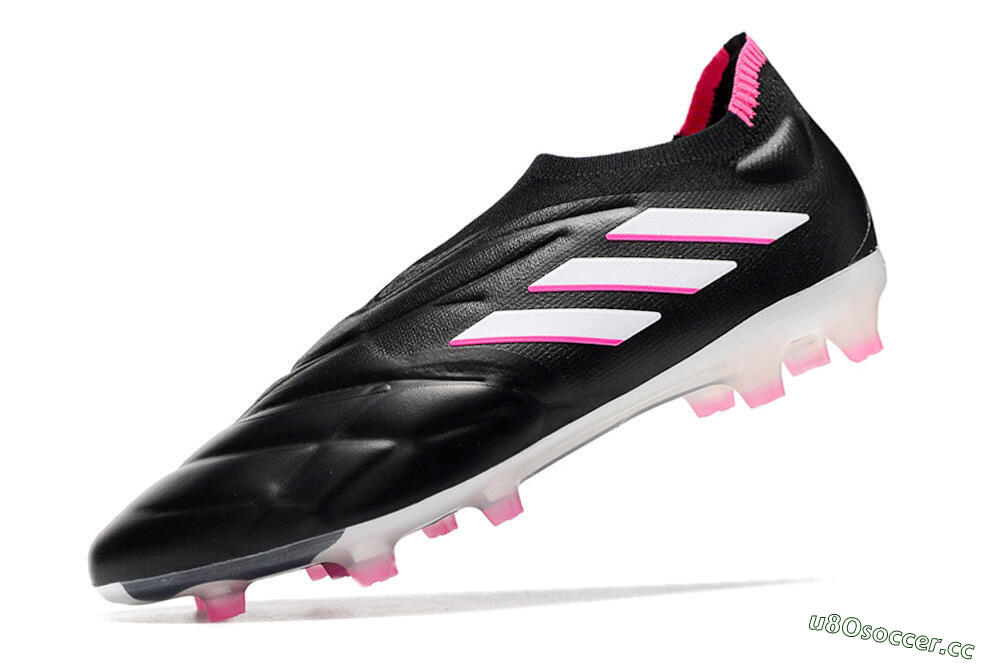 Men's Adidas Copa Pure+ FG Firm Ground Low-Tops Football Boots - Black/White/Pink 5