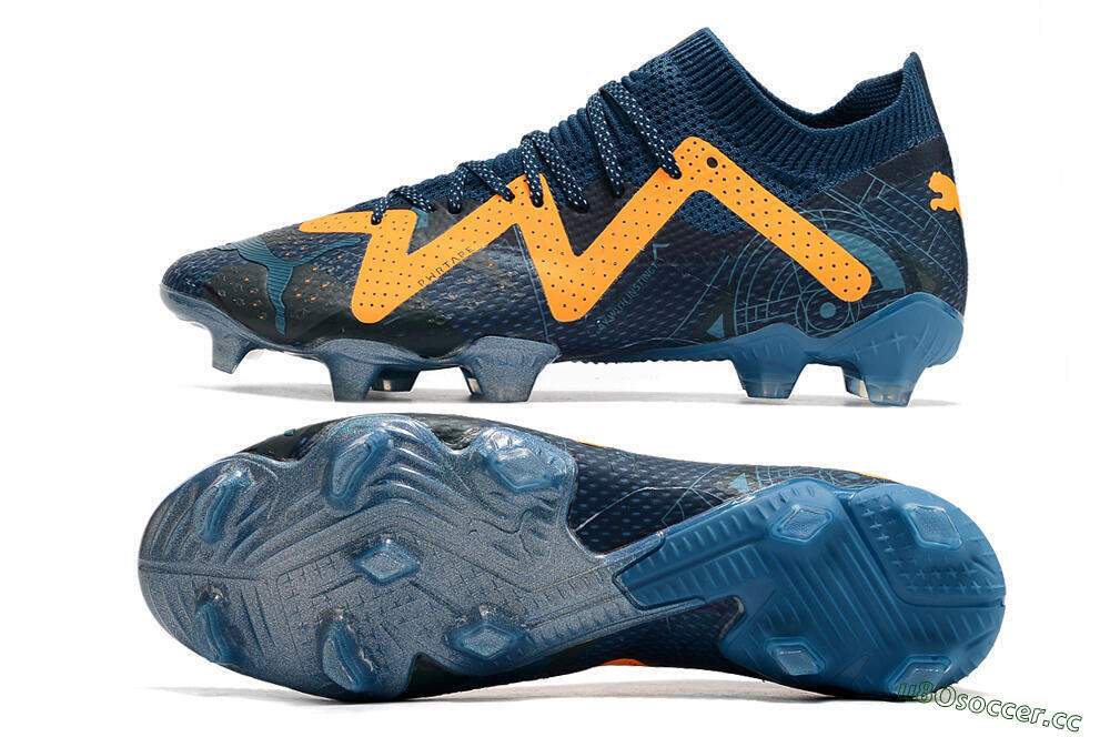Men's Puma Future Ultimate FG Firm Ground Low-Tops Football Boots - Blue/Yellow 1