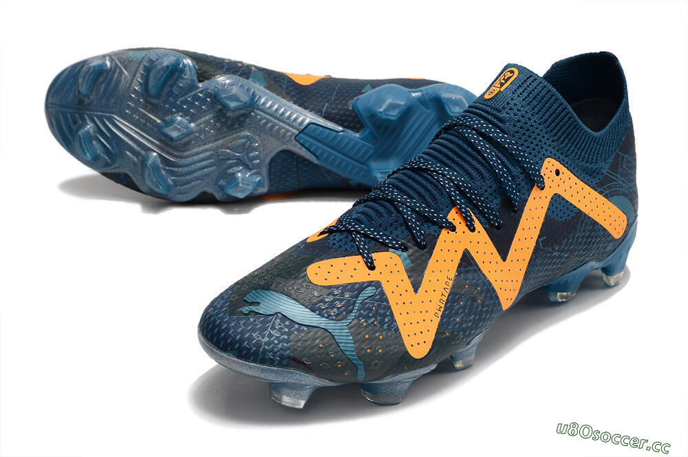 Men's Puma Future Ultimate FG Firm Ground Low-Tops Football Boots - Blue/Yellow 3