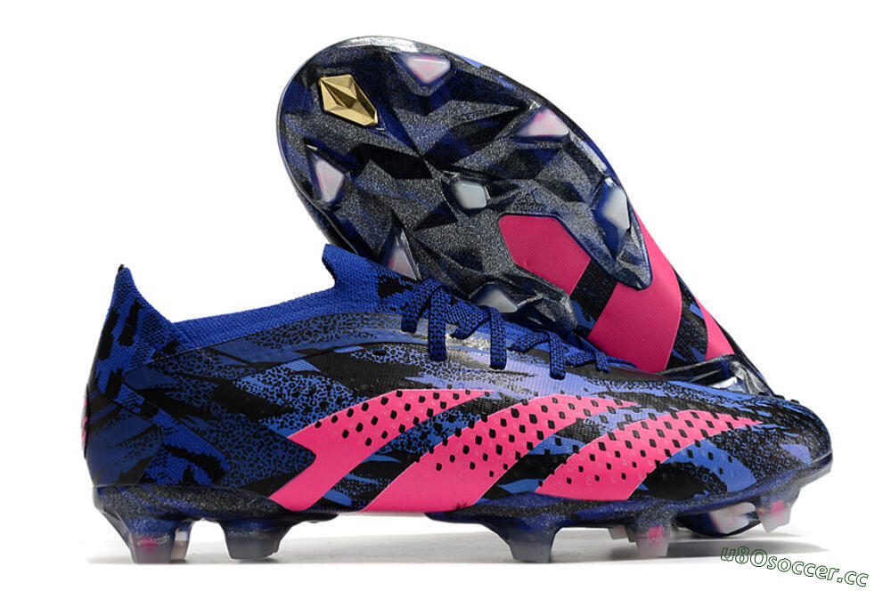 Men's Adidas Predator Accuracy.1 Paul Pogba FG Firm Ground Low-Tops Football Boots - Blue/Black/Pink 2