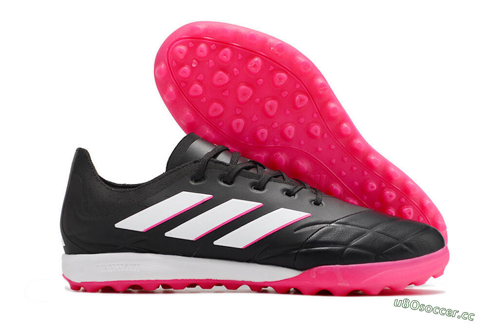 Men's Adidas Copa Pure.3 TF Artificial Turf Low-Tops Football Shoes - Black/Pink/White 2