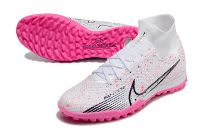 Men's Nike Air Zoom Mercurial Superfly 9 Elite TF Artificial Turf High-Tops Football Shoes - White/Black/Pink