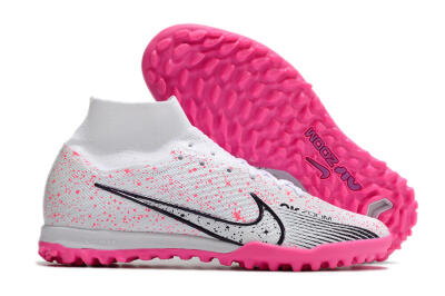 Men's Nike Air Zoom Mercurial Superfly 9 Elite TF Artificial Turf High-Tops Football Shoes - White/Black/Pink