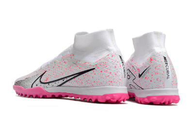 Men's Nike Air Zoom Mercurial Superfly 9 Elite TF Artificial Turf High-Tops Football Shoes - White/Black/Pink