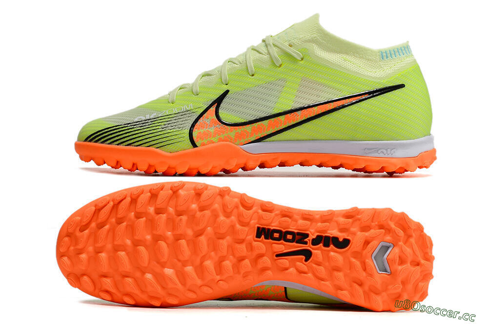 Unisex Nike Air Zoom Mercurial Vapor 15 Elite TF Artificial Turf Low-Tops Football Shoes - Green/Black/Orange 1