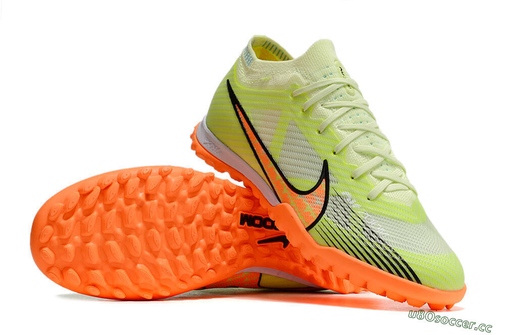 Unisex Nike Air Zoom Mercurial Vapor 15 Elite TF Artificial Turf Low-Tops Football Shoes - Green/Black/Orange 3