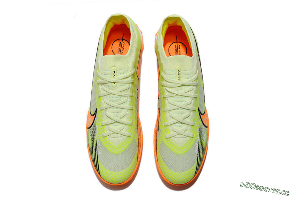 Unisex Nike Air Zoom Mercurial Vapor 15 Elite TF Artificial Turf Low-Tops Football Shoes - Green/Black/Orange 4
