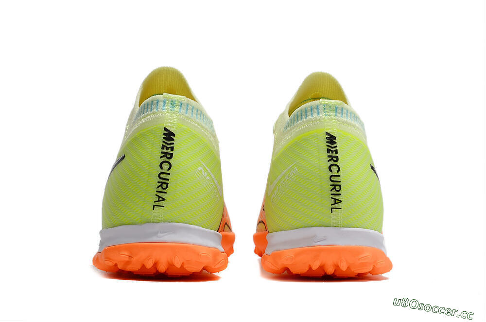 Unisex Nike Air Zoom Mercurial Vapor 15 Elite TF Artificial Turf Low-Tops Football Shoes - Green/Black/Orange 5