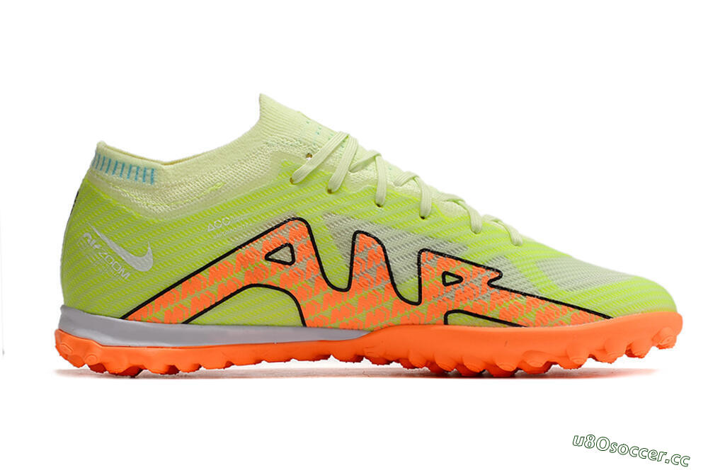 Unisex Nike Air Zoom Mercurial Vapor 15 Elite TF Artificial Turf Low-Tops Football Shoes - Green/Black/Orange 6