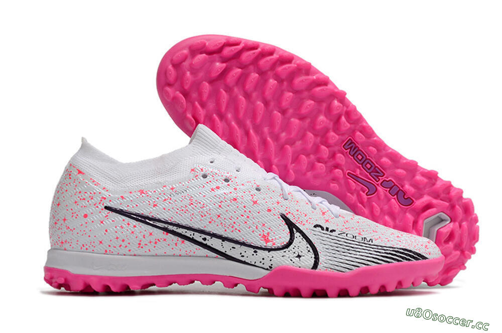 Men's Nike Air Zoom Mercurial Vapor 15 Elite TF Artificial Turf Low-Tops Football Shoes - White/Black/Pink 2