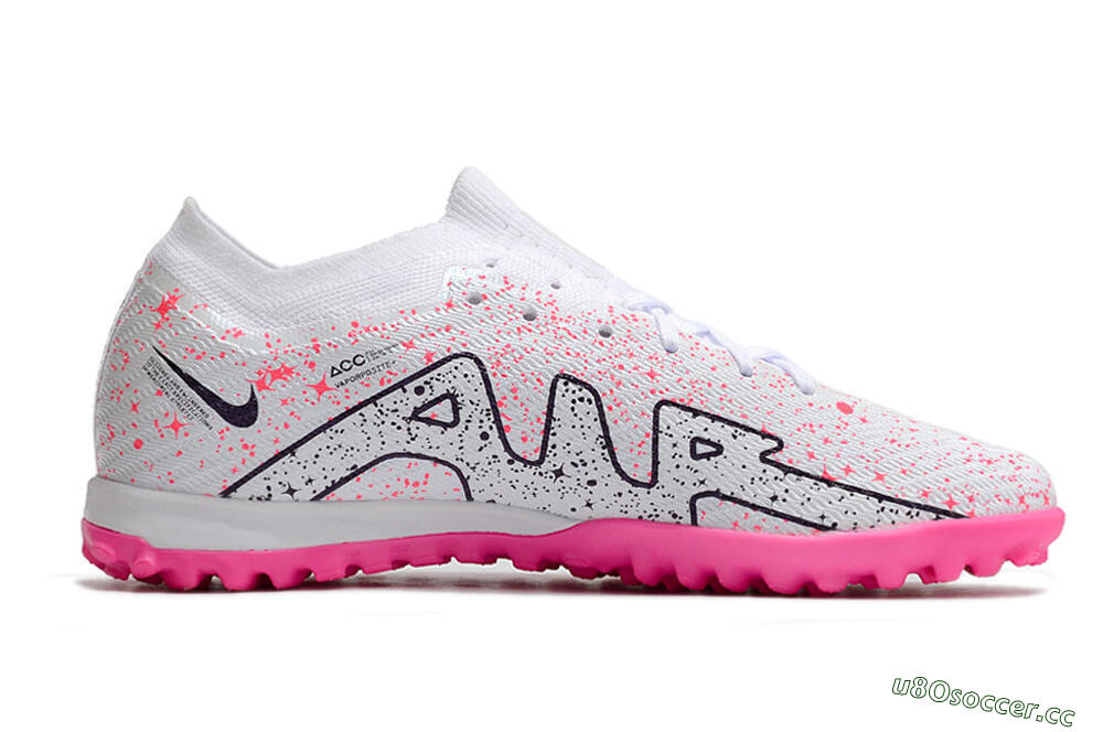 Men's Nike Air Zoom Mercurial Vapor 15 Elite TF Artificial Turf Low-Tops Football Shoes - White/Black/Pink 4