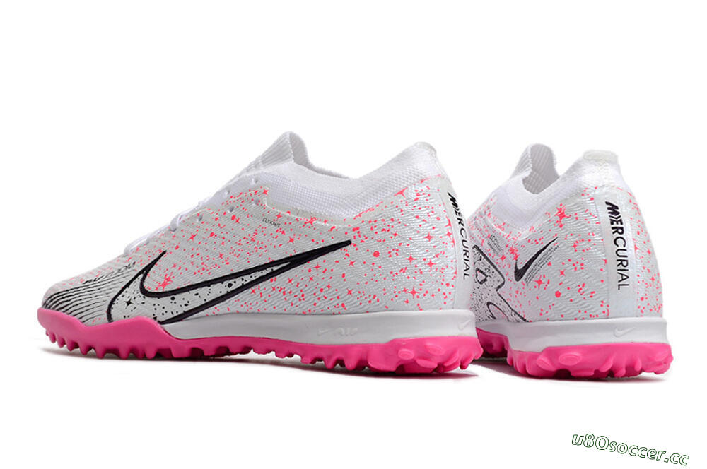 Men's Nike Air Zoom Mercurial Vapor 15 Elite TF Artificial Turf Low-Tops Football Shoes - White/Black/Pink 5