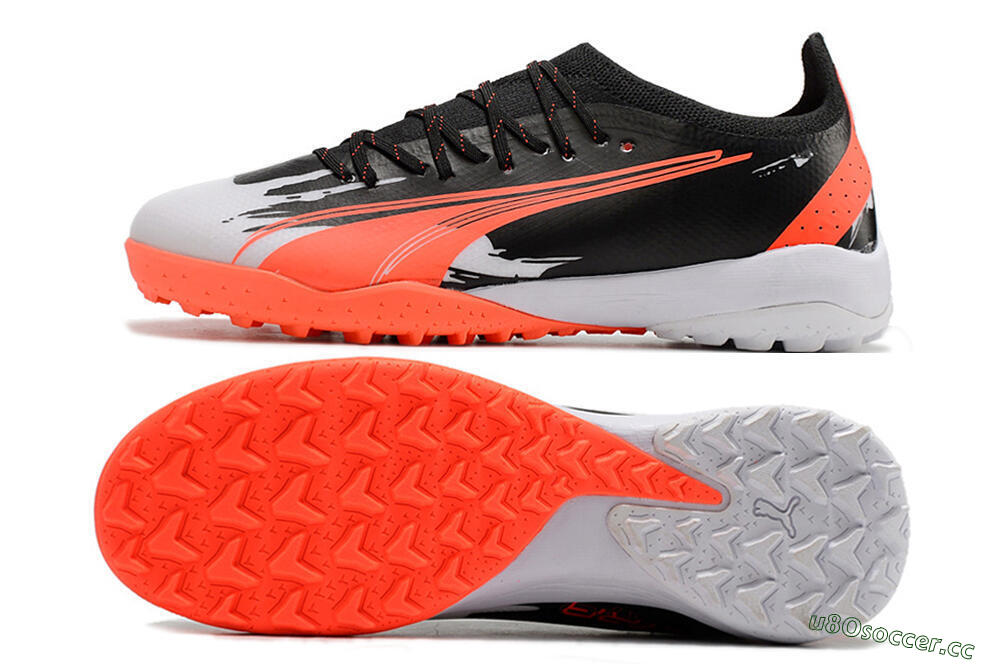 Men's Puma Ultra Ultimate TF Artificial Turf Low-Tops Football Shoes - Black/Grey/Red 1