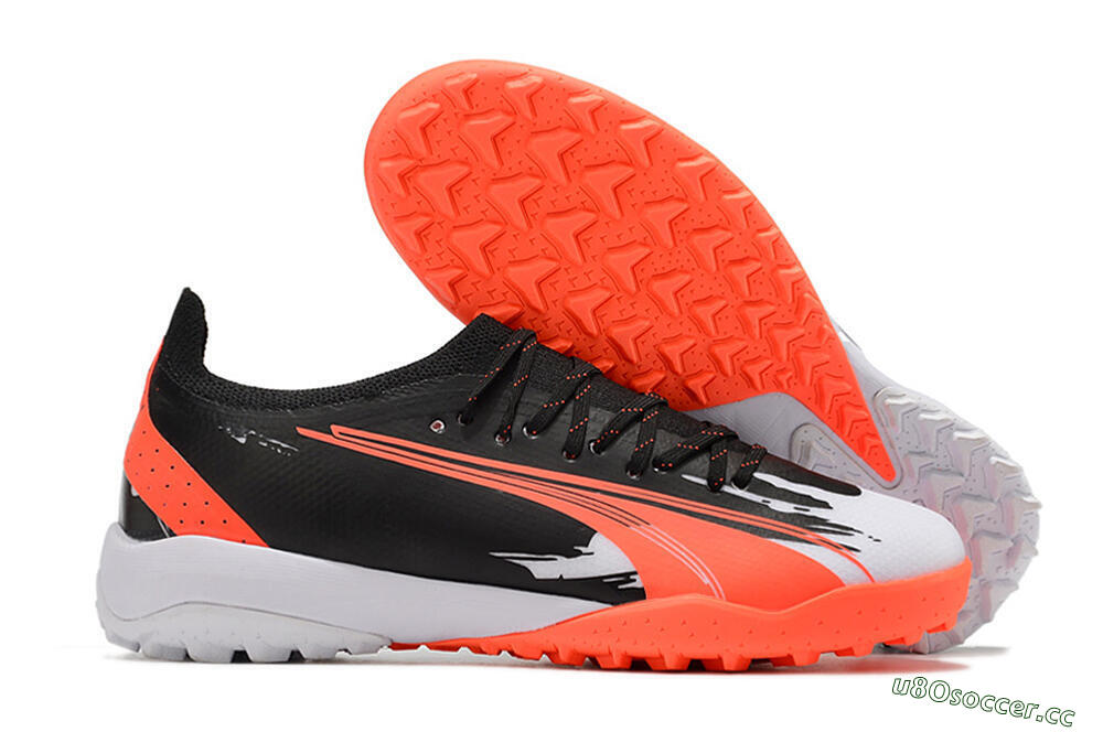 Men's Puma Ultra Ultimate TF Artificial Turf Low-Tops Football Shoes - Black/Grey/Red 2