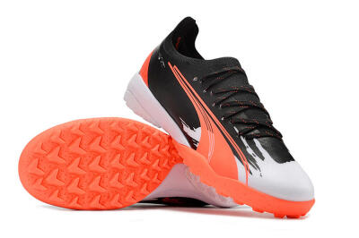 Men's Puma Ultra Ultimate TF Artificial Turf Low-Tops Football Shoes - Black/Grey/Red