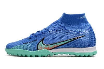 Men's Nike Air Zoom Mercurial Superfly 9 Elite TF Artificial Turf High-Tops Football Shoes - Blue/Green/Black