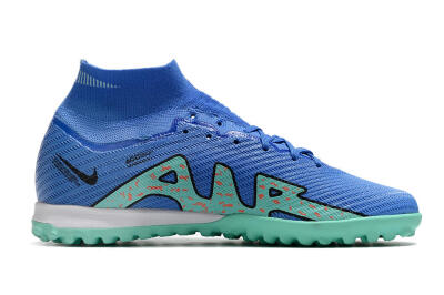 Men's Nike Air Zoom Mercurial Superfly 9 Elite TF Artificial Turf High-Tops Football Shoes - Blue/Green/Black