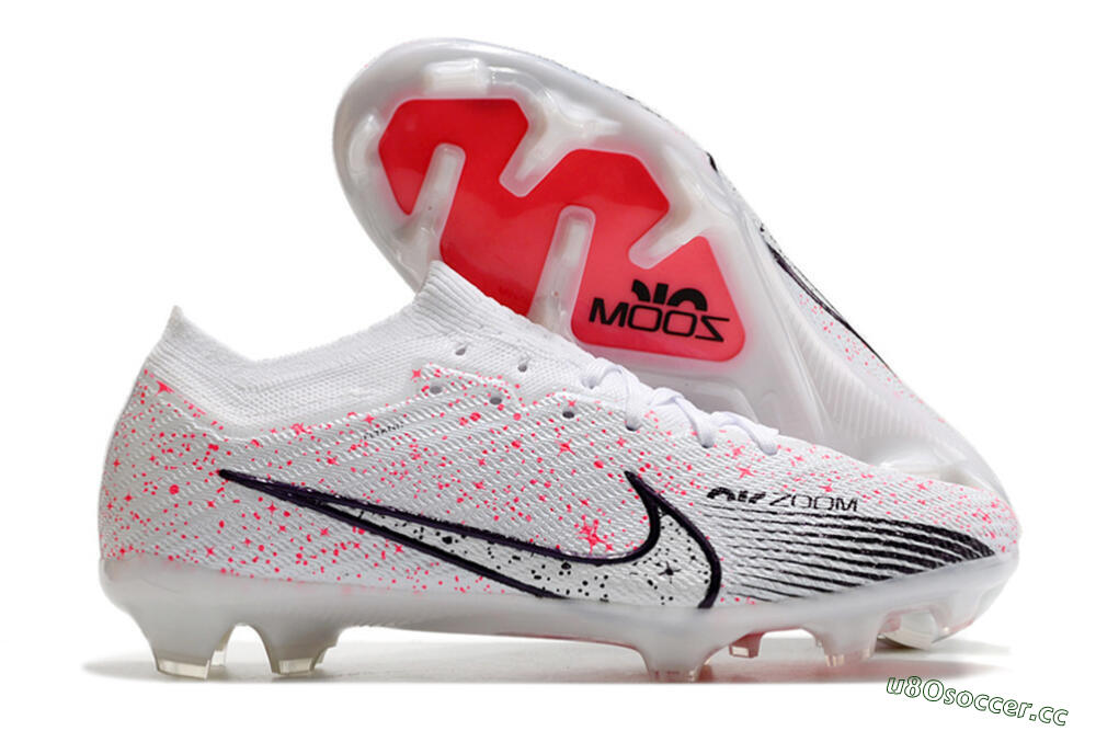 Men's Nike Air Zoom Mercurial Vapor 15 Elite FG Firm Ground Low-Tops Football Boots - White/Pink/Black 2