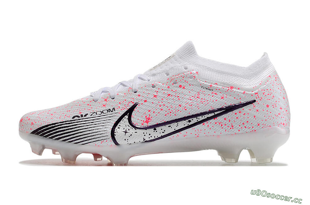 Men's Nike Air Zoom Mercurial Vapor 15 Elite FG Firm Ground Low-Tops Football Boots - White/Pink/Black 0