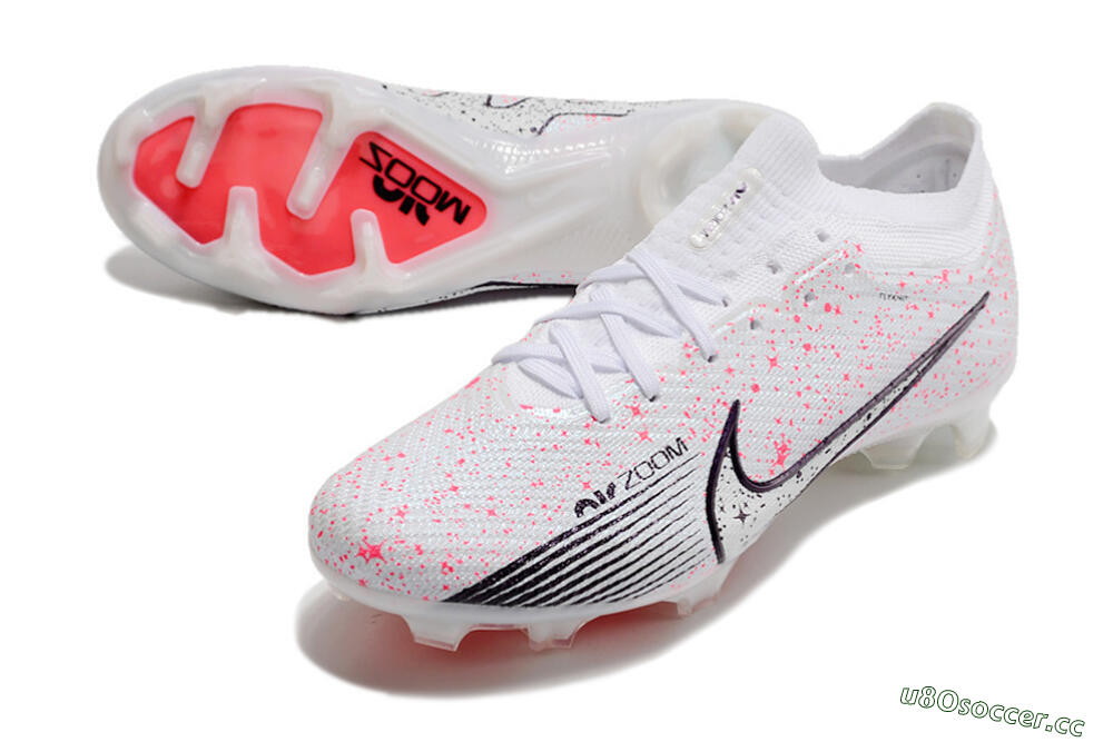 Men's Nike Air Zoom Mercurial Vapor 15 Elite FG Firm Ground Low-Tops Football Boots - White/Pink/Black 3