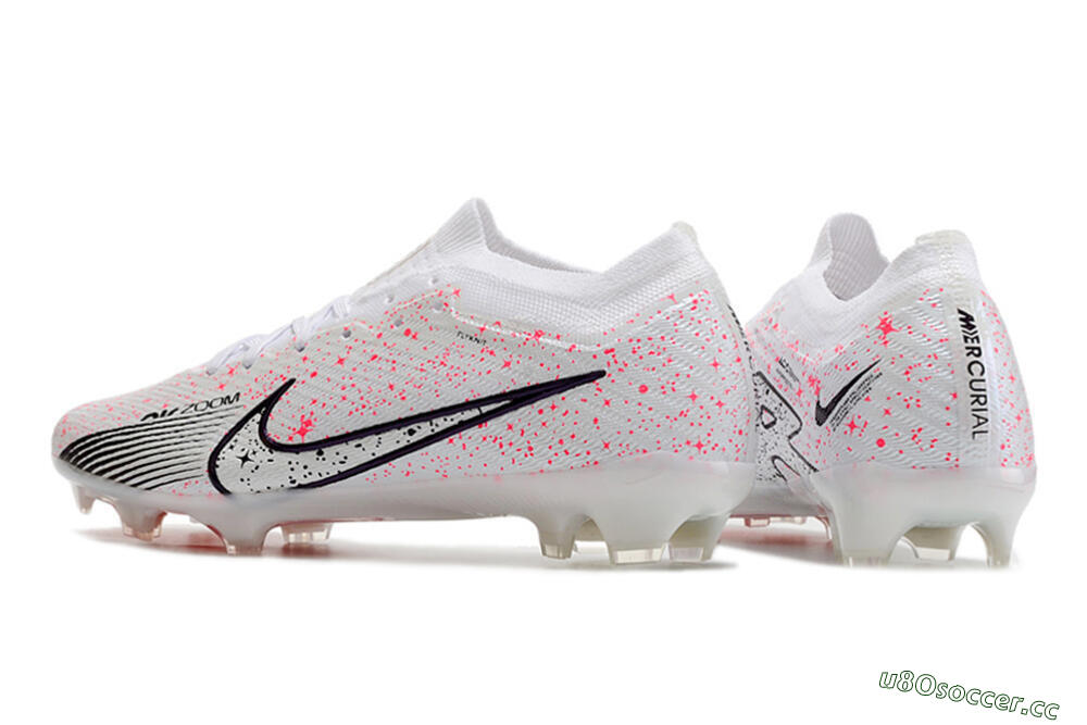 Men's Nike Air Zoom Mercurial Vapor 15 Elite FG Firm Ground Low-Tops Football Boots - White/Pink/Black 5