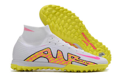 Men's Nike Air Zoom Mercurial Superfly 9 Elite TF Artificial Turf High-Tops Football Shoes - White/Yellow/Pink