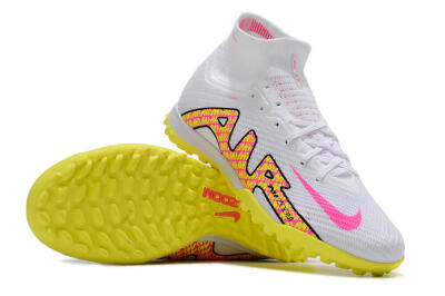 Men's Nike Air Zoom Mercurial Superfly 9 Elite TF Artificial Turf High-Tops Football Shoes - White/Yellow/Pink