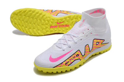 Men's Nike Air Zoom Mercurial Superfly 9 Elite TF Artificial Turf High-Tops Football Shoes - White/Yellow/Pink