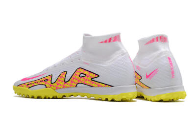 Men's Nike Air Zoom Mercurial Superfly 9 Elite TF Artificial Turf High-Tops Football Shoes - White/Yellow/Pink
