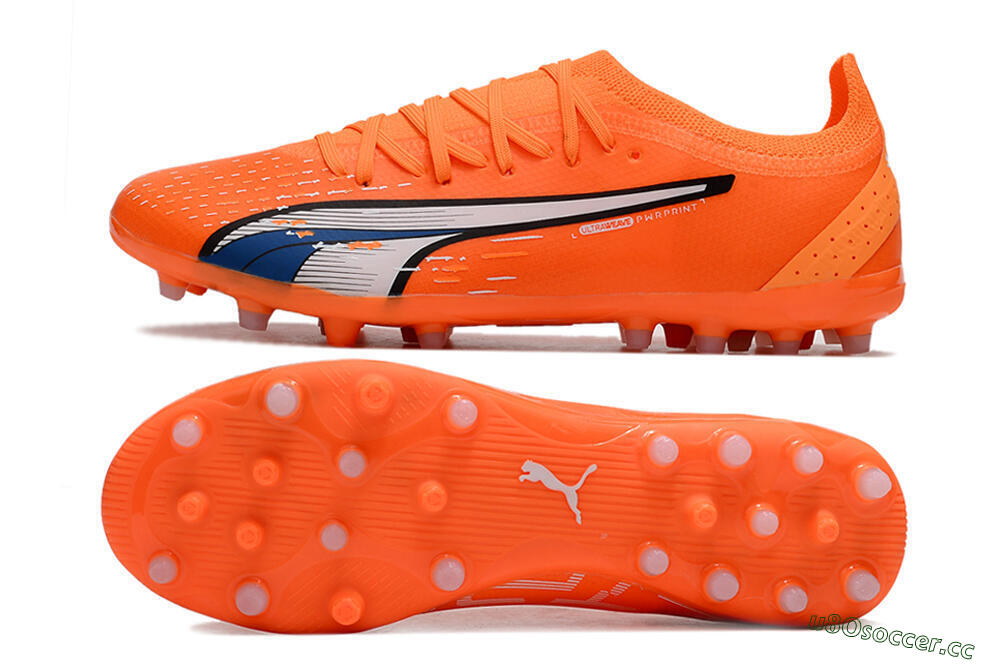 Men's Puma Ultra Ultimate MG MG Multi Ground Low-Tops Football Boots - Orange/White/Blue 1