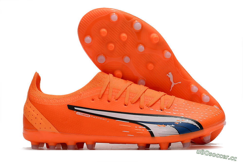 Men's Puma Ultra Ultimate MG MG Multi Ground Low-Tops Football Boots - Orange/White/Blue 2