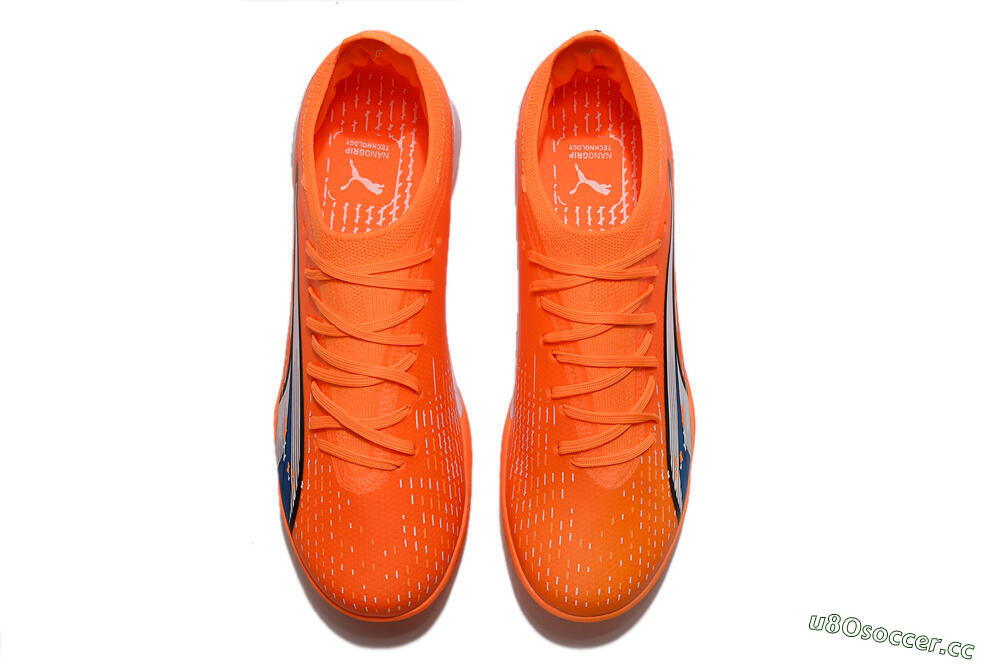 Men's Puma Ultra Ultimate MG MG Multi Ground Low-Tops Football Boots - Orange/White/Blue 7