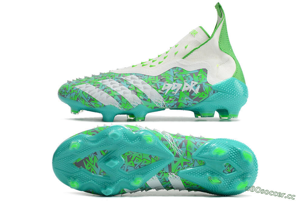 Unisex Adidas Predator Freak+ FG Firm Ground High-Tops Football Boots - White/Green 1